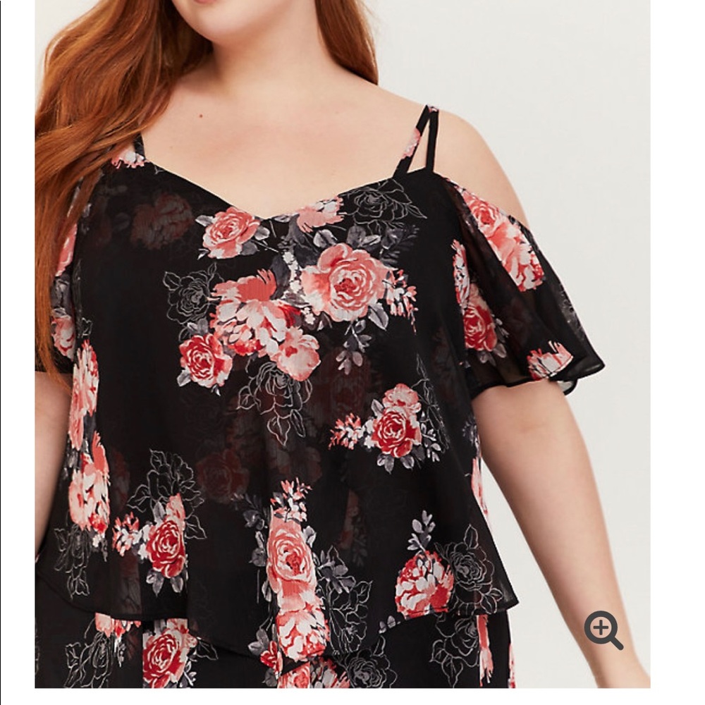 NWT Torrid Black Handkerchief Chiffon Floral Top